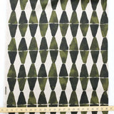 Kokka Painted Diamonds Rayon Linen - Green - 50cm - Nekoneko Fabric