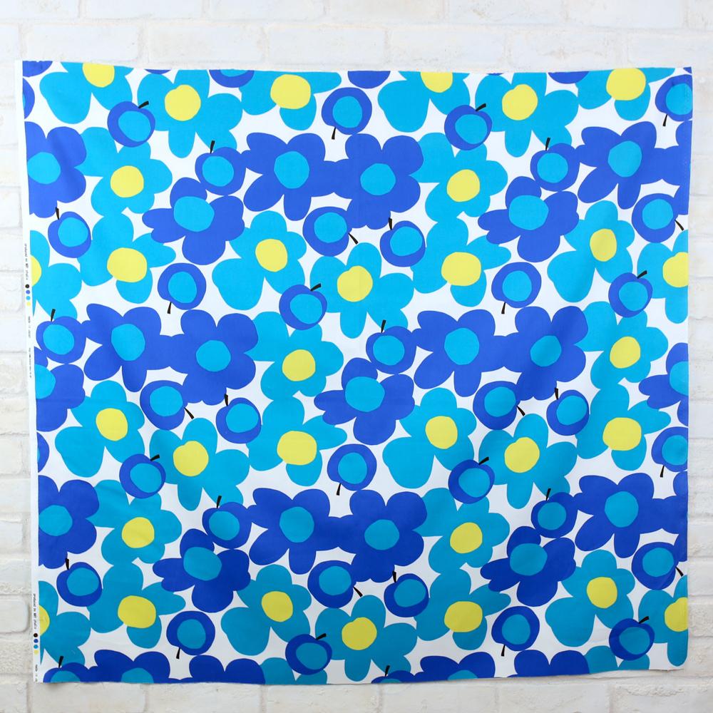 Hishiei Large Floral Fruit Cotton Canvas Oxford - Blue - 50cm