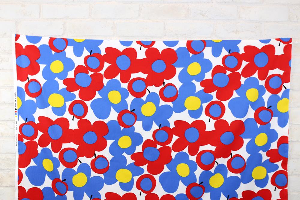Hishiei Large Floral Fruit Cotton Canvas Oxford - Red Blue - 50cm