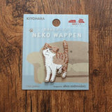Kiyohara Wappen Neko Embroidered Iron On Patches - Ginger Tabby 1