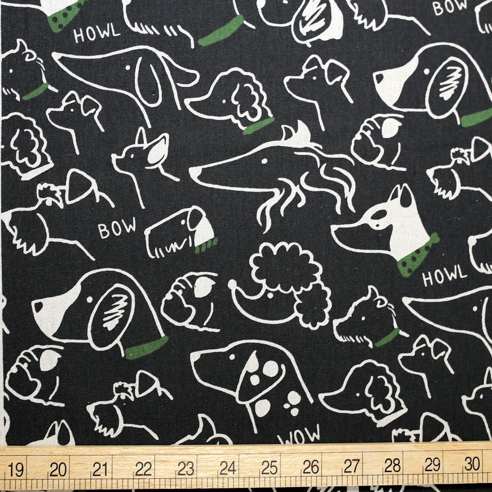 Cosmo Dogs Collage - Cotton Linen Canvas - Charcoal - 50cm