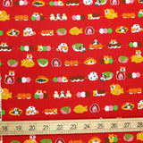 Cosmo Shiba Wagashi - Cotton Sheeting - Red - 50cm