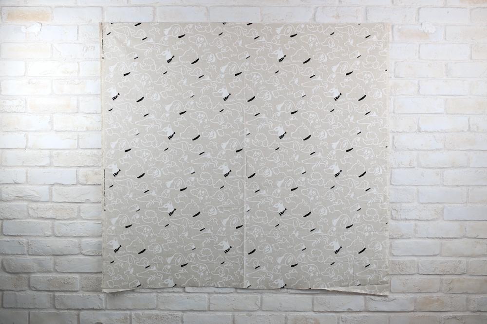 Cosmo Dogs Collage - Cotton Linen Canvas - Beige Mono - Fat Quarter