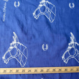 Kokka +Hayu Horse Embroidered Double Gauze - Blue - 50cm