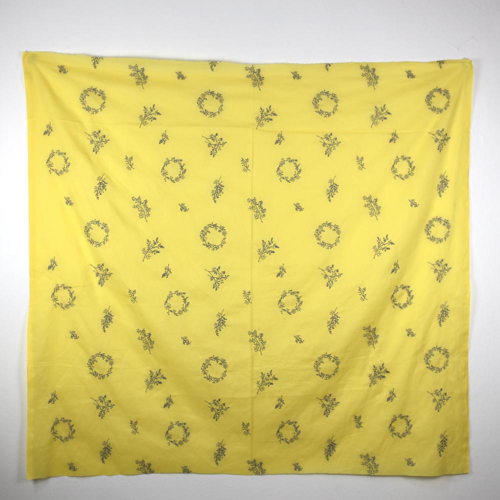 Kokka Embroidered Lawn Floral B - Mustard - 50cm