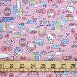Sanrio Hello Kitty Japan Retro - Cotton Canvas - Pink - 50cm