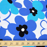 Hishiei Large Floral Cotton Canvas Oxford - Blue - 50cm