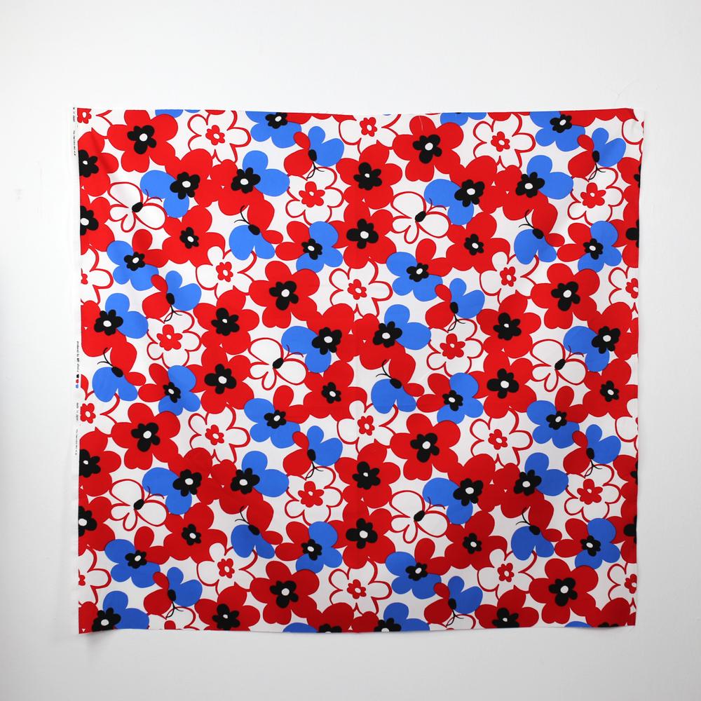 Hishiei Large Floral Cotton Canvas Oxford - Red Blue - 50cm