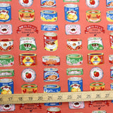 Kokka Retro Japan Can Food Cotton Oxford - Peach - 50cm