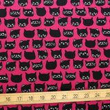 Hishiei Cats Faces 2 Cotton Canvas Oxford - Pink - 50cm