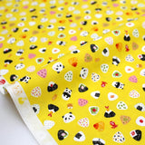 Warabi Panda Onigiri Cotton Sheeting - Yellow - 50cm