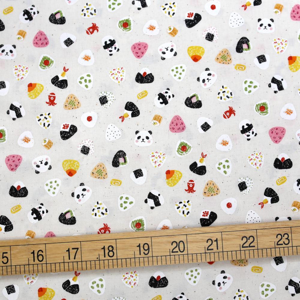 Warabi Panda Onigiri Cotton Sheeting - Beige - 50cm