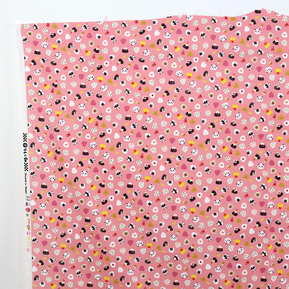 Warabi Panda Onigiri Cotton Sheeting - Pink - 50cm