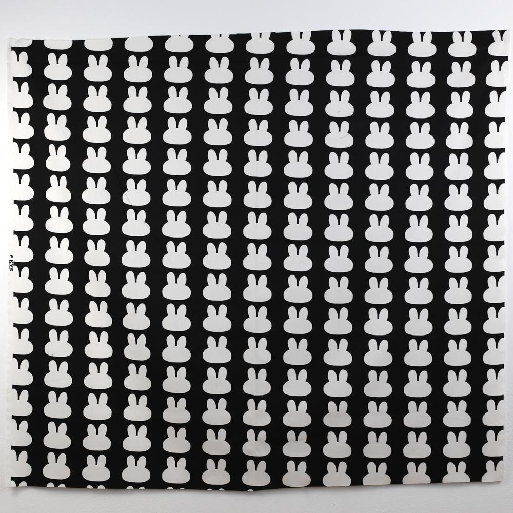 Kanayasu Rabbit Cotton Oxford Canvas - Black - 50cm