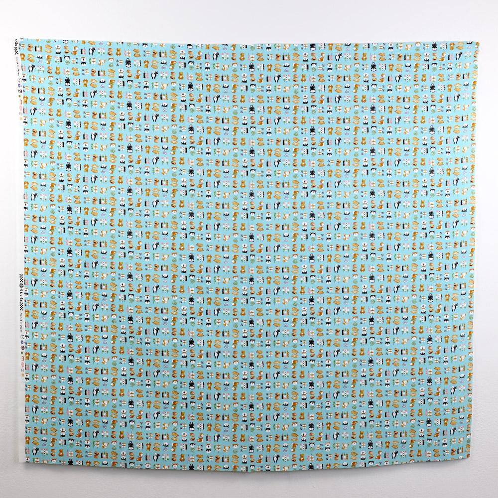 Warabi Shiba Inu Oden Cotton Sheeting - Teal - 50cm