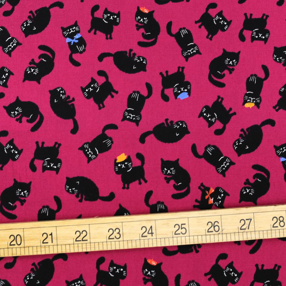 Hishiei Cats with Hats Cotton Canvas Oxford - Pink - 50cm