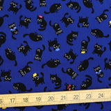 Hishiei Cats with Hats Cotton Canvas Oxford - Navy - 50cm