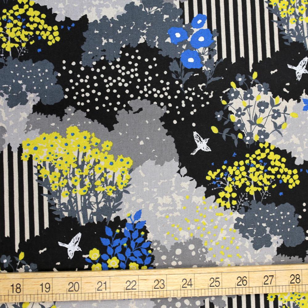 Kokka Echino Garden Canvas - Black - 50cm