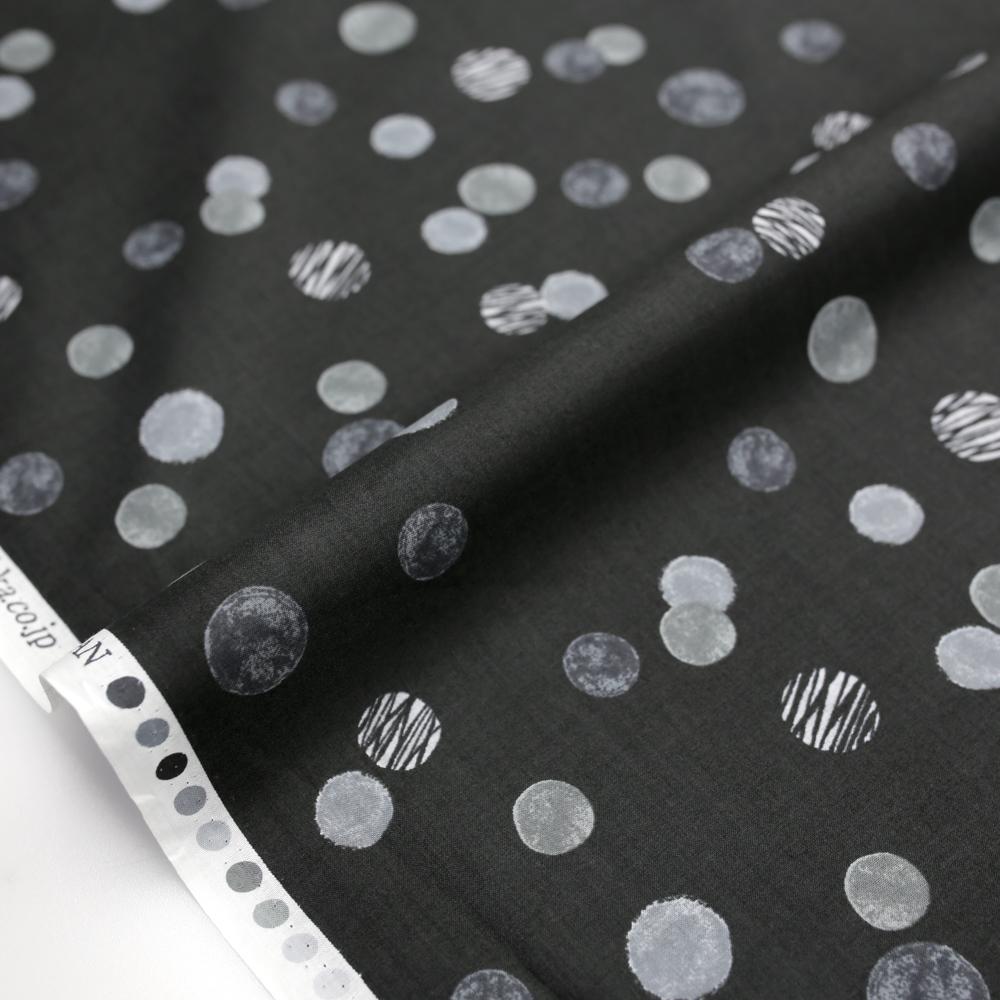 Kokka Neo Classic Dots Cotton Lawn - Charcoal - 50cm
