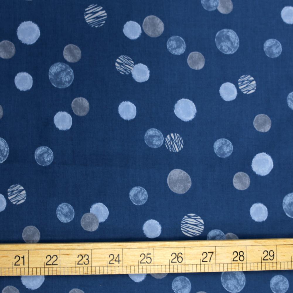 Kokka Neo Classic Dots Cotton Lawn - Navy - 50cm