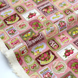Kokka Vintage Labels Blocks Cotton Linen Sheeting - Pink - 50cm