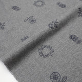 Kokka Embroidered Floral A Brushed Cotton Viera - Dark Grey - 50cm