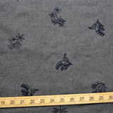Kokka Embroidered Floral B Brushed Cotton Viera - Dark Grey - 50cm