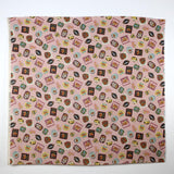 Kokka Vintage Labels Collage Cotton Linen Sheeting - Pink - 50cm