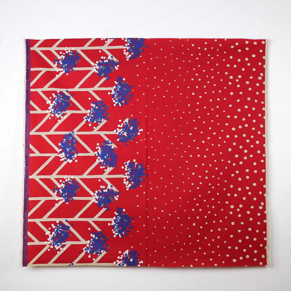Kokka Echino Nabana Canvas - Red - 50cm