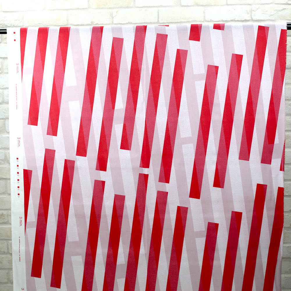 3 min Kokka Stripes Cotton Linen Sheeting - Red - 50cm - Nekoneko Fabric