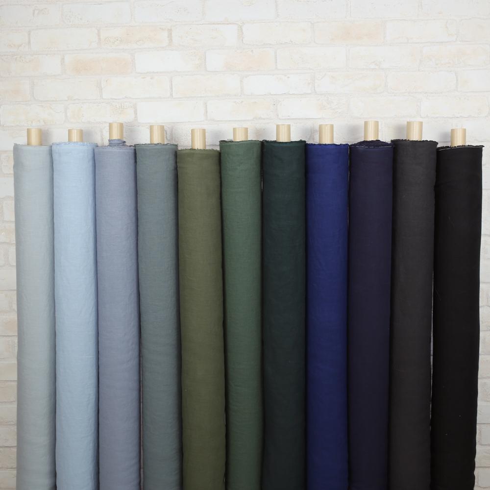 Oharayaseni Solid Colour Washer Finish Linen - Charcoal 126 - 50cm