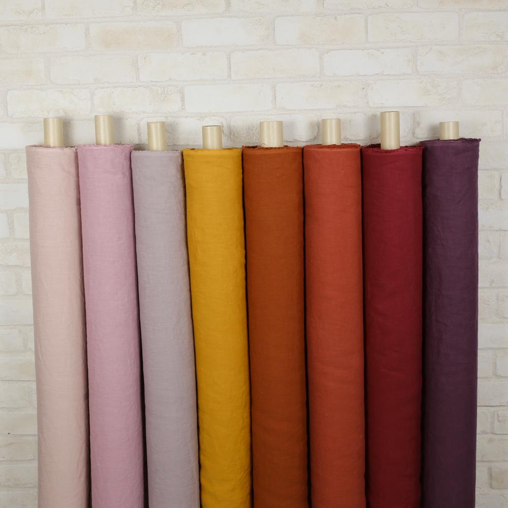Oharayaseni Solid Colour Washer Finish Linen - Red 124 - 50cm