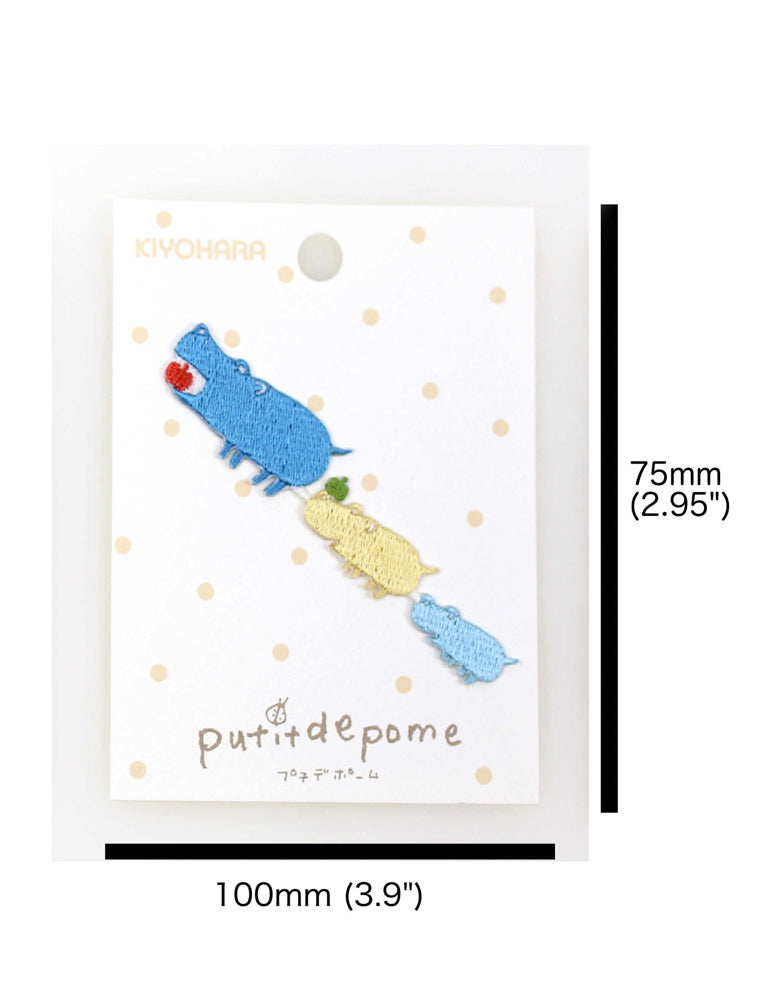 Putidepome Embroidered Iron On Patches - Three Hippopotamus - Nekoneko Fabric